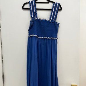 Blue Smocked Maxi Dress